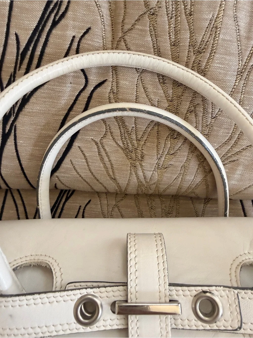Luella Baby Giselle White Leather Satchel with Heart Charm Detail